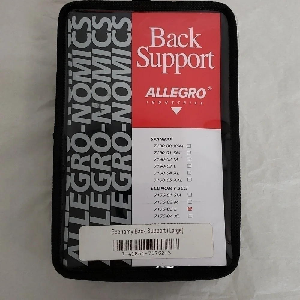 Allegro-Nomics Back Support Elastic Band Belt 7176-03 L New in Package NWT